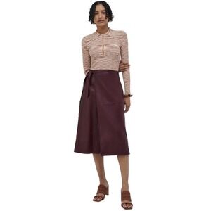 Jonathan Simkhai Vegan Leather Self Tie Wrap Effect Skirt Womens Size 0 NWT $445